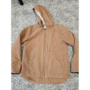 Cloudveil Jacket Large Sherpa Lined Canvas Hooded Full Zip Light brown Womens
